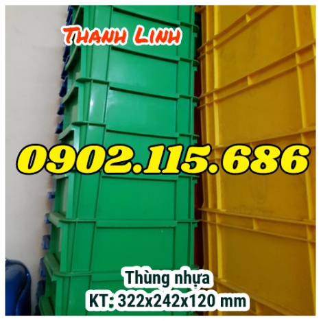 Thùng nhựa đặc B7 ,sóng bít có kích thước 322x242x120 mm, hộp nhựa B7, thùng nhựa công nghiệp, thùng
