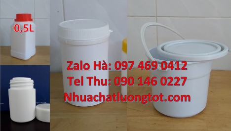 Hủ nhựa 1kg garenty đựng thuốc thú ý Hủ nhựa 500gr đựng axit, Hũ nhựa 200gr đựng hóa chất, hũ 0.5