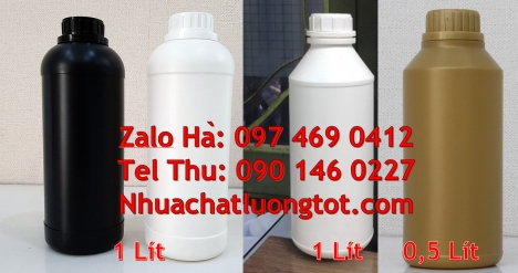 Chai nhựa 1 lít đựng mật ong, chai 500ml đựng nông dược, chai nhựa hdpe 1l trắng đục, chai đựng hóa