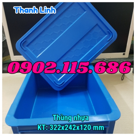 Thùng nhựa đặc B7 ,sóng bít có kích thước 322x242x120 mm, hộp nhựa B7, thùng nhựa công nghiệp, thùng