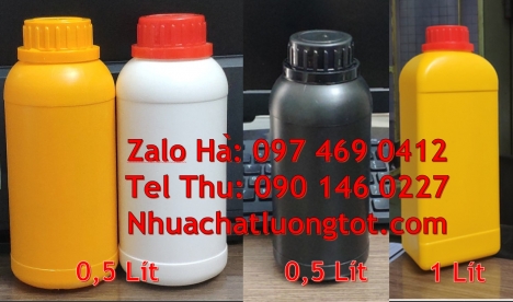 Chai nhựa 1 lít đựng mật ong, chai 500ml đựng nông dược, chai nhựa hdpe 1l trắng đục, chai đựng hóa