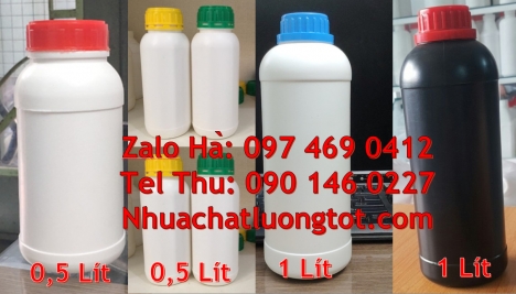 Chai nhựa 1 lít đựng mật ong, chai 500ml đựng nông dược, chai nhựa hdpe 1l trắng đục, chai đựng hóa