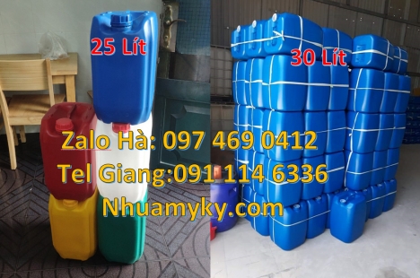 Can vuông 25l đựng phân bón, can 25l trắng, Can dẹp 30l đựng sữa tươi, Can nhựa 25 lít đựng nông dượ