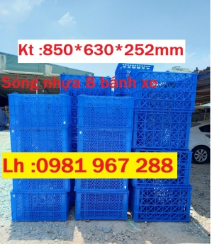 Rổ nhựa 8 bánh xe ,sóng nhựa hở công nghiệp