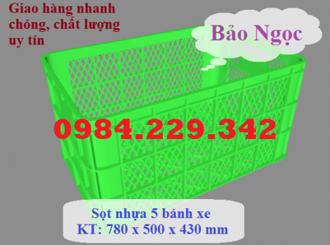 Sọt nhựa bánh xe, sọt nhựa 5 bánh xe,  sóng nhựa rỗng 5 bánh xe, sọt nhựa công nghiệp, sọt nhựa dung