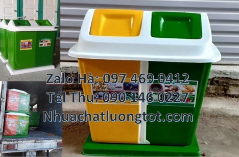 Thùng Rác 2 Ngăn giá rẻ, sọt đựng rác, Thùng rác nhựa duy tân, thùng nhựa đựng rác thải, Thùng rác 2