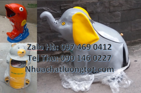 Thùng rác ngoài trời, Thùng rác thú, thùng rác nhựa composite, thùng rác cá heo, thùng rác hình con