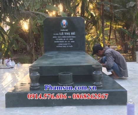 046 lăng mộ đẹp bắc kạn - mộ tam cấp bằng đá nguyên khối