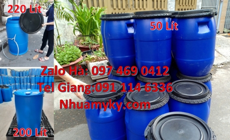 Giá bán thùng phi nhựa 30l,  Thùng phuy 220 lít nắp kín đựng hóa chất, Thùng phuy 220 lít nắp mở đựn