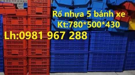 Rổ nhựa 5 bánh xe ,sóng nhựa hở 5 bánh xe