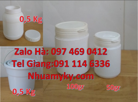 Hũ đựng bánh kẹo, Hũ nhựa 0.5kg giá rẻ, hũ nhựa 1kg đựng hóa chất, hũ nhựa 2kg đựng phân bón