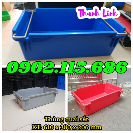 Thùng nhựa đặc A2, sóng nhựa bít A2, thùng nhựa công nghiệp có quai sắt, thùng nhựa đặc và thường đư