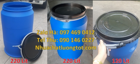 Giá bán thùng phi nhựa 30l,  Thùng phuy 220 lít nắp kín đựng hóa chất, Thùng phuy 220 lít nắp mở đựn