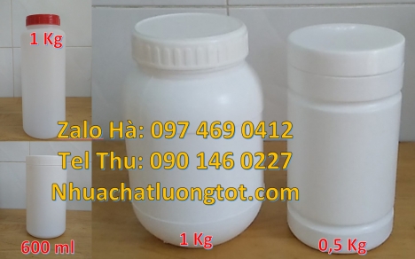Hũ nhựa 500gr đựng nông dược hũ nhựa đựng kẹo caosu 50gr 100gr Hủ nhựa 1000gr đựng hoa mỹ phẩm hũ