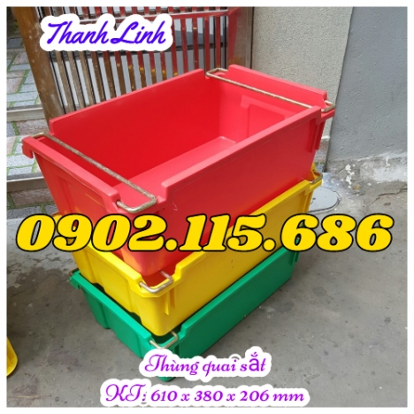 Thùng nhựa đặc A2, sóng nhựa bít A2, thùng nhựa công nghiệp có quai sắt, thùng nhựa đặc và thường đư