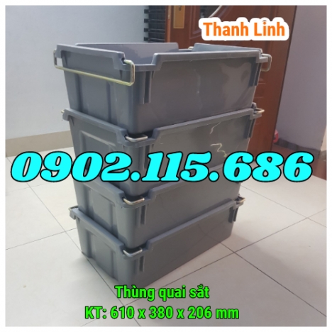 Thùng nhựa đặc A2, sóng nhựa bít A2, thùng nhựa công nghiệp có quai sắt, thùng nhựa đặc và thường đư