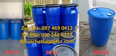 Giá bán thùng phi nhựa 30l,  Thùng phuy 220 lít nắp kín đựng hóa chất, Thùng phuy 220 lít nắp mở đựn
