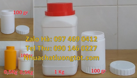 Hũ nhựa 500gr đựng nông dược hũ nhựa đựng kẹo caosu 50gr 100gr Hủ nhựa 1000gr đựng hoa mỹ phẩm hũ
