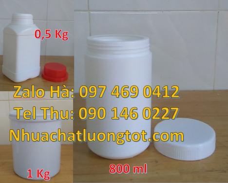 Hũ nhựa 500gr đựng nông dược hũ nhựa đựng kẹo caosu 50gr 100gr Hủ nhựa 1000gr đựng hoa mỹ phẩm hũ