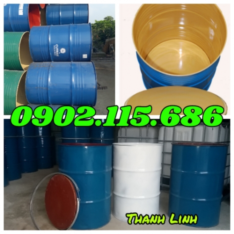 Phuy sắt nắp mở 200l mới, phuy sắt cũ, phuy đựng hóa chất, phuy đựng thực phẩm, thùng phuy sắt nắp m
