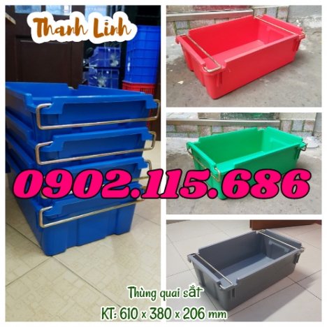 Thùng nhựa đặc A2, sóng nhựa bít A2, thùng nhựa công nghiệp có quai sắt, thùng nhựa đặc và thường đư