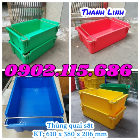 Thùng nhựa đặc A2, sóng nhựa bít A2, thùng nhựa công nghiệp có quai sắt, thùng nhựa đặc và thường đư