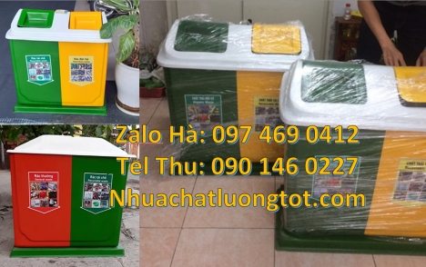 Thùng rác nắp lật bộ 3, thùng rác 2 ngăn 40 lít. Giá bán thùng rác 2 ngăn 40 lít giá sỉ, Thùng rác n
