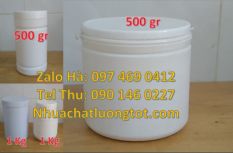 Hũ nhựa 500gr đựng nông dược hũ nhựa đựng kẹo caosu 50gr 100gr Hủ nhựa 1000gr đựng hoa mỹ phẩm hũ