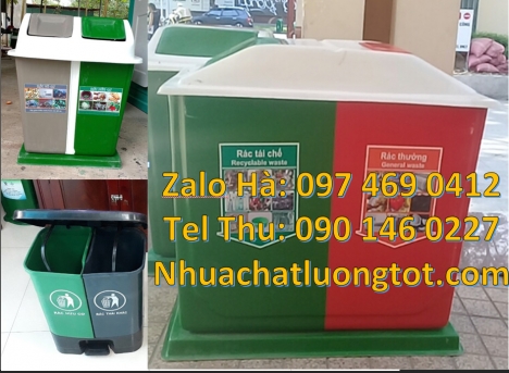 Thùng rác nắp lật bộ 3, thùng rác 2 ngăn 40 lít. Giá bán thùng rác 2 ngăn 40 lít giá sỉ, Thùng rác n