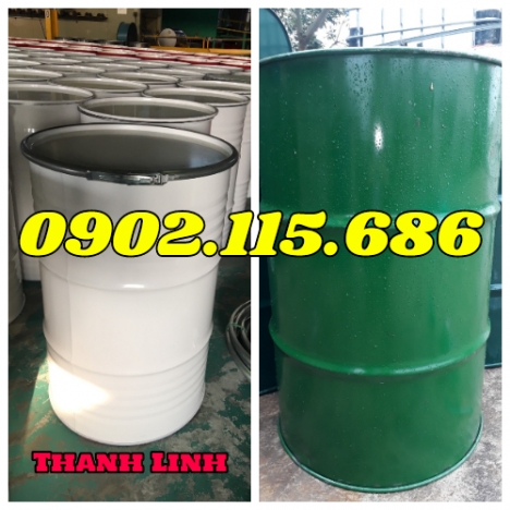 Phuy sắt nắp mở 200l mới, phuy sắt cũ, phuy đựng hóa chất, phuy đựng thực phẩm, thùng phuy sắt nắp m