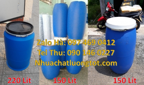 Giá bán thùng phi nhựa 30l,  Thùng phuy 220 lít nắp kín đựng hóa chất, Thùng phuy 220 lít nắp mở đựn
