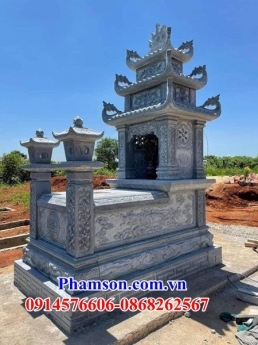 034 Mộ đá đẹp cao bằng - lăng mộ ba mái bằng đá nguyên khối
