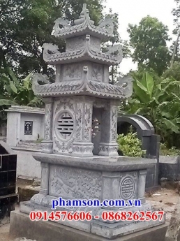 034 Mộ đá đẹp cao bằng - lăng mộ ba mái bằng đá nguyên khối
