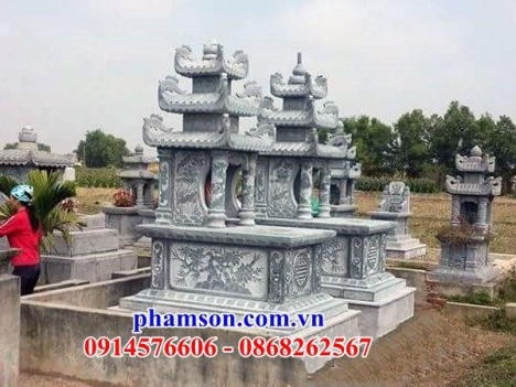 034 Mộ đá đẹp cao bằng - lăng mộ ba mái bằng đá nguyên khối