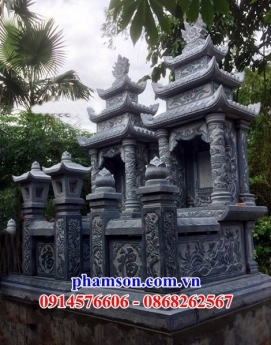 034 Mộ đá đẹp cao bằng - lăng mộ ba mái bằng đá nguyên khối