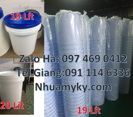 Vỏ thùng nhựa 18 lít, Xô nhựa 18 lít nắp chiết rót. Giá bán Vỏ thùng 20 lít quai nhựa,