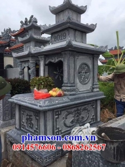 034 Mộ đá đẹp cao bằng - lăng mộ ba mái bằng đá nguyên khối