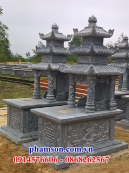 034 Mộ đá đẹp cao bằng - lăng mộ ba mái bằng đá nguyên khối