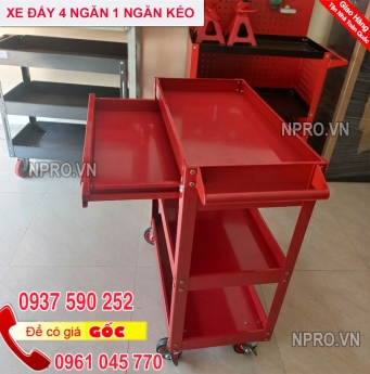 Xe đẩy đựng dụng cụ 4 ngăn có 1 ngăn kéo khóa