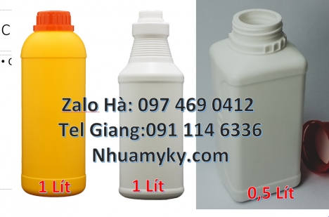 Nơi bán chai nhựa 50ml nắp garenty, Chai nhưa 250 ml nông dược, Chai nhựa 1l đựng phân bón, chai hdp