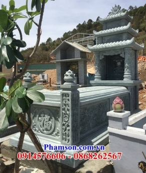 034 Mộ đá đẹp cao bằng - lăng mộ ba mái bằng đá nguyên khối