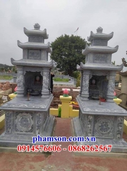 034 Mộ đá đẹp cao bằng - lăng mộ ba mái bằng đá nguyên khối
