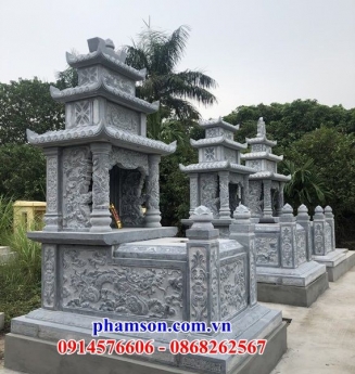 034 Mộ đá đẹp cao bằng - lăng mộ ba mái bằng đá nguyên khối
