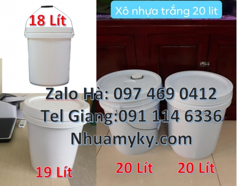 Vỏ thùng nhựa 18 lít, Xô nhựa 18 lít nắp chiết rót. Giá bán Vỏ thùng 20 lít quai nhựa,