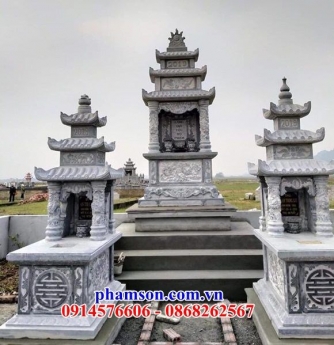 034 Mộ đá đẹp cao bằng - lăng mộ ba mái bằng đá nguyên khối