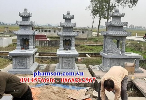 034 Mộ đá đẹp cao bằng - lăng mộ ba mái bằng đá nguyên khối