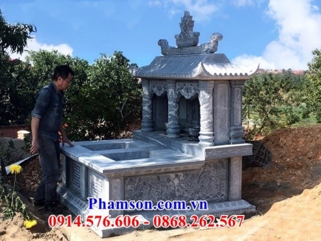 88 lăng mộ đá đẹp hải phòng - mộ đôi bằng đá ninh bình