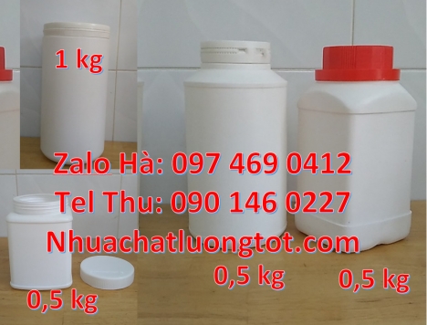 Hũ 1kg vặn, Hũ giá rẻ, Hũ nhựa hdpe 500gr đựng hóa chất, hũ 1kg đựng bột mới 100% Hủ nhựa 200gr 250