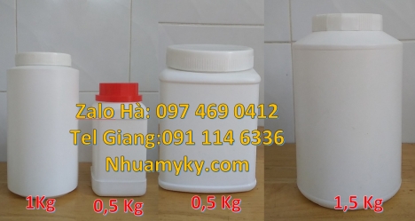 Hũ nhựa 1kg đựng bột ngô, hũ 1.5kg đựng bột gạo, hũ 50gr đựng kem dưỡng da body, hũ hdpe giá rẻ, hũ