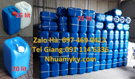 Can vuông 25l đựng phân bón, can 25l trắng, Can dẹp 30l đựng sữa tươi, Can nhựa 25 lít đựng